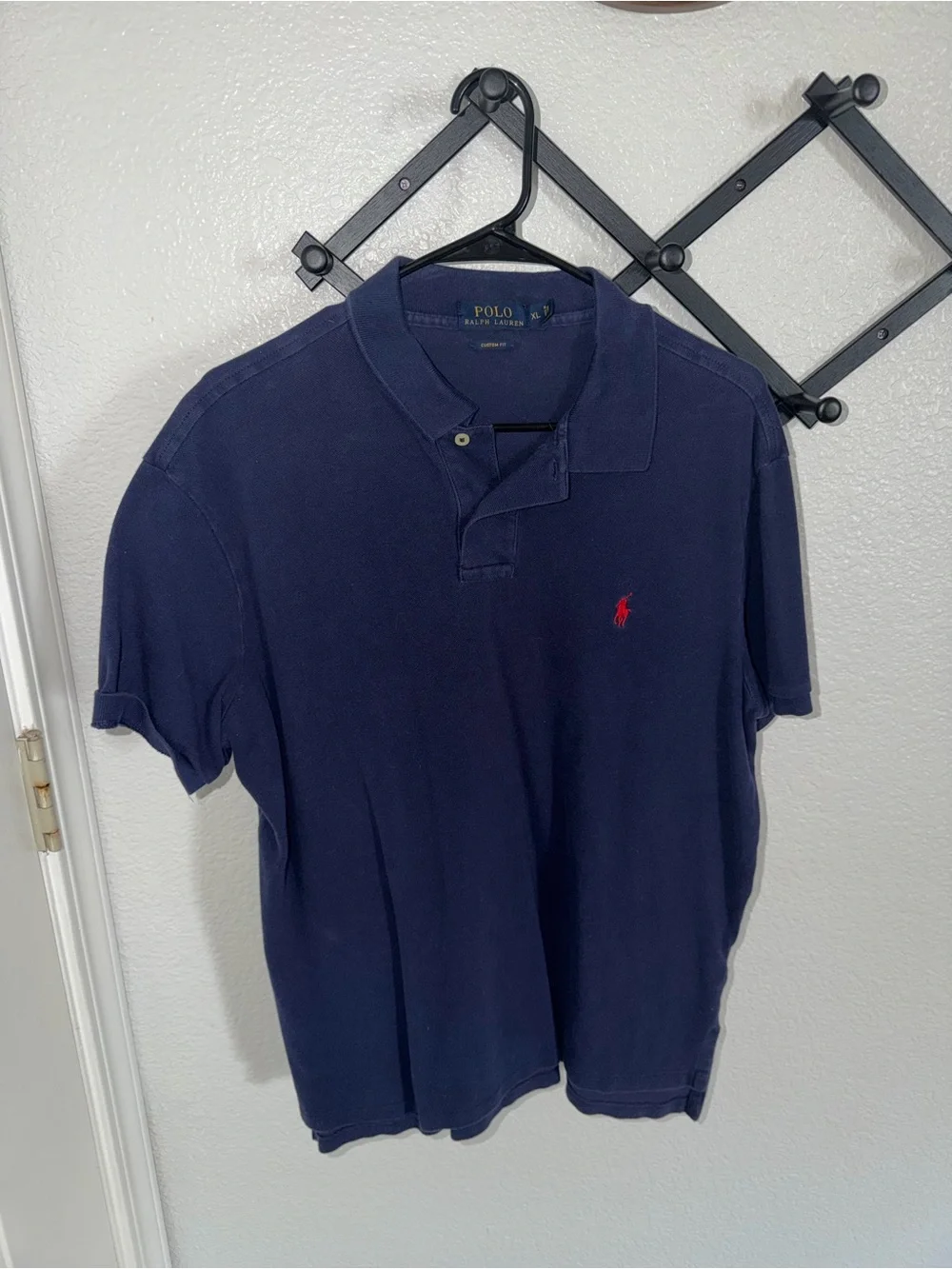 Polo Ralph Lauren Custom Fit Polo Shirt Navy Blue Red Pony Logo XL Mens